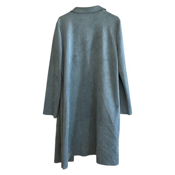 Zara Faux Suede Long Coat Dusty Blue Size XL - Picture 4 of 9